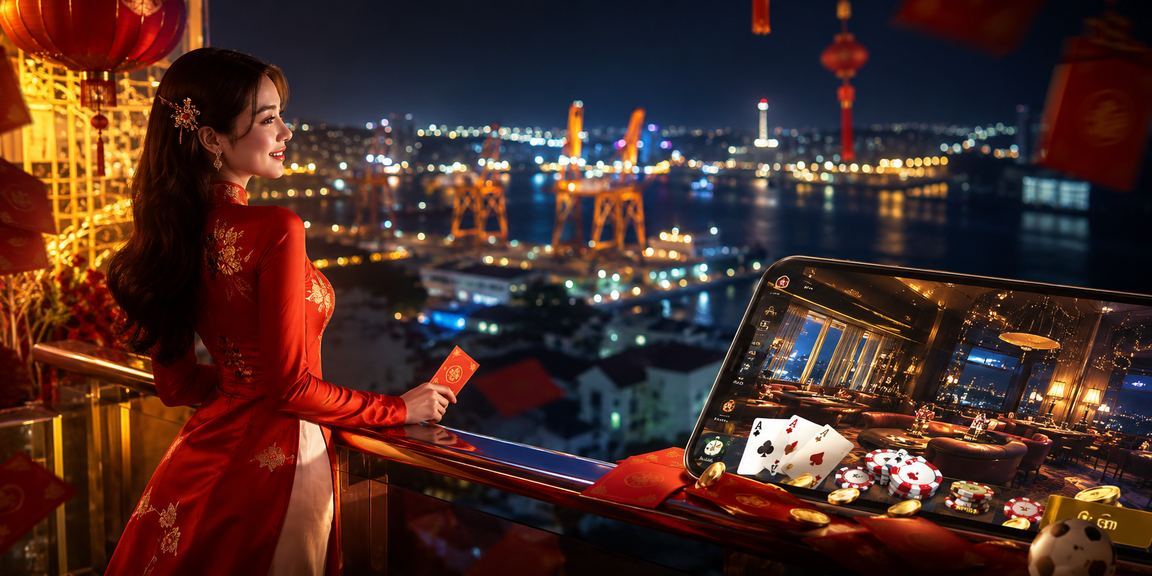 Người phụ nữ mặc áo dài tại Vũng Tàu chơi bài và trải nghiệm casino trực tuyến